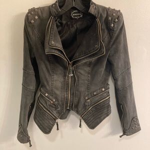 Studded, embellished moto jacket